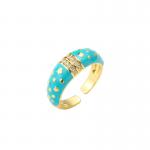 Zircon Dripping Oil Rings Open Vintage Blue Zircon Ring Star Gold Plated for sale