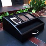Black Charging Station, Desk top Organizer, Keep your Devices Organized, to Hold Mobile Phones, Keys, Wallet and more for sale
