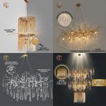 Custom Crystal Globe Cluster Chandelier Gold Multi-Drop Adjustable Hotel Villa Stairwell Pendant Light for sale
