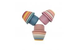 China 7 Cups Montessori Sensory Silicone Building Blocks Silicone Stacking Toy supplier