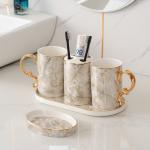 Modern Sanitary Equipment Ceramic Soap Dispenser Set Round Shape