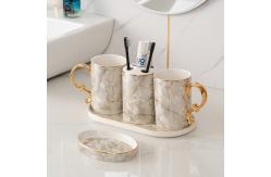 China Modern Sanitary Equipment Ceramic Soap Dispenser Set Round Shape supplier