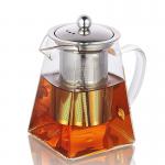 Handmade High Borosilice Clear Glass Teapot with Stainless Steel Infuser for sale