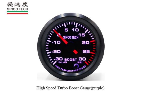 Purple Turbo Boost Gauge Universal Single Function With Stepper Motor