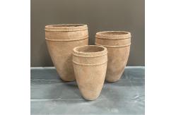 China Premium Fiber Cement Custom Flower Pots With Rustic Textured Hand Carved Finish supplier