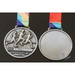 Half Marathon Or 10K Running Custom Sports Medals Antique Silver Plating Sublimated Ribbon for sale