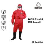 Antistatic Nonwoven Type 5/6 SMS Red Coverall for Construction for sale