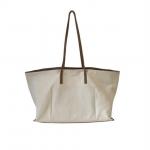 Cotton Cosmetic Shoulder Zip Beach 50cm Handle Canvas Bag for sale
