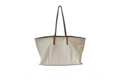 China Cotton Cosmetic Shoulder Zip Beach 50cm Handle Canvas Bag supplier