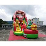 Santa Claus Commercial Inflatable Slide Christmas Bouncy Castle For Public for sale