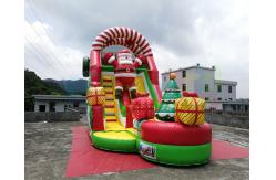 China Santa Claus Commercial Inflatable Slide Christmas Bouncy Castle For Public supplier