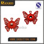 Butterfly shape red color metal button for girls' apparel for sale