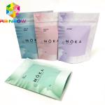 Custom printed stand up pouches with  body scrub bags with tear notches for sale