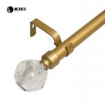 28mm Metal Curtain Pipe With Acrylic Ball Shape Finials Extendable From 28-120 Inch Light Gold Color for sale