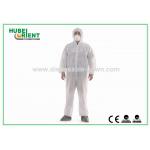 White Disposable Protective Coveralls With Hood And Feetcover By SMS PE Polypropylene For Clean Environment for sale