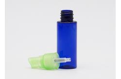 China 30 Ml Blue Refillable PET Plastic Spray Bottles With Light Green Mist Pump supplier
