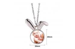 China Sublimation Rabbit Pendant Necklace Personalized Easter Gifts Bunny Necklace For Heat Transfer supplier