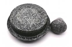China Round Stone Mortar With Pestle Set Natural Marble Granite For Kitchen supplier