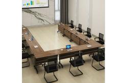 China Wooden Classroom Training Room Desks / Foldable Conference Table Tops With Wheels supplier
