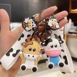 Personalized 3D Silicone Cow Animal Keyrings Pendant Keychain for Purse and Backpack