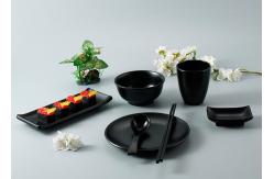 China OEM ODM Matt Black Melamine japanese sushi dinnerware sets supplier