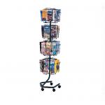 Custom Made Magazine Display Rack Wire Magazine Stand With Wheels Portable for sale