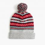Fairisle Jacquard Knitted Pom Pom Hat Comfortable With Lining Custom Size for sale