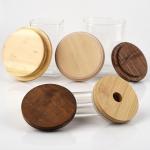 Candle Clear Glass Jars With Wooden Lids Screw Top for sale