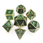 Fancy Metal Dice Set Anti Wear 7 Piece Gaming Dice Set Wear Polyhedral Gilt Green for sale