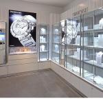 Large Frameless Glass Jewellery Display Cabinet Case Interior Design Gold for sale