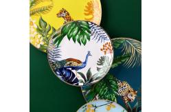 China Jungle Animal Pattern Ceramic Plate Set Round European Style For Home Party supplier