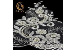China Embroided Beaded Lace Trim Polyester 140cm Width With Metal Thread supplier