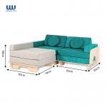3 Piece Kids Sectional Sofa Modular Play Couch High Density Foam