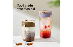 China 11oz / 330ml Plastic Reusable Cold Iced Coffee Cup With Lids And Straws supplier
