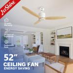 OEM 3 Wooden Blades 52 Solid Wood App Smart Control Ceiling Fan With DC Motor for sale