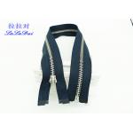 Silver Teeth 20 Inch Metal Separating Zipper Polyester Tape For Denim Coats for sale