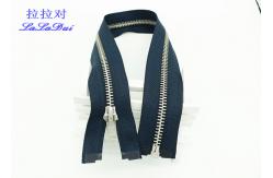 China Silver Teeth 20 Inch Metal Separating Zipper Polyester Tape For Denim Coats supplier