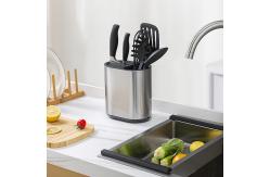 China Sustainable Steel Kitchen Sink Caddy Organizer With Knife Block And Holder supplier