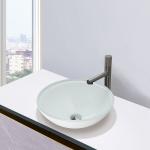 High Glossy White Round Tempered Glass Sink Bathroom Countertop Sink for sale