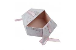 China Creative Hexagonal Cardboard Gift Boxes With Ribbon Closure Marble Surface supplier