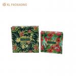 Green Tray And Lid Paper Gift Box With Insert , Recyclable Rigid Boxes With Gold Foil Embossing Matt Lamination Glossy For Food for sale