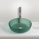 Matt Green Bathroom Wash Basins With Faucet No Overflow Vanity Countertop Vessel Sinks for sale