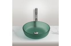 China Matt Green Bathroom Wash Basins With Faucet No Overflow Vanity Countertop Vessel Sinks supplier