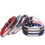 Adjustable PU Leather Dog Collars Custom Pet Collar Leash for sale