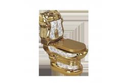 China Gold Ceramics Bathroom Toilet Set Floor Mounted WC Two Piece Toilets supplier