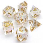 Embossed Clear Resin RPG Dice Set 7 Piece Polyhedron For Dungeon And Dragon for sale