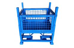 China Four Wheels Auto Parts Metal Stackable Pallet Cages Container For Storage supplier
