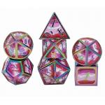 16mm Smooth RPG Metal Dice Custom DND Logo Rainbow Game Set