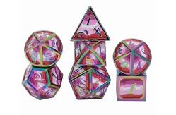 China 16mm Smooth RPG Metal Dice Custom DND Logo Rainbow Game Set supplier