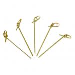 Green Disposable Garnish Food Bamboo Knot Skewers 12cm for sale